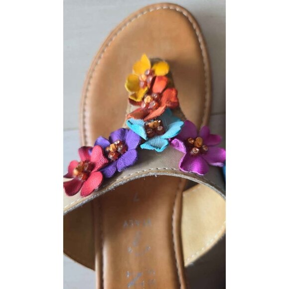 Italian Leather Sandals Floral sz 7 - Picture 8 of 8